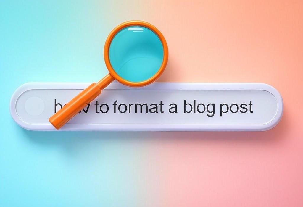 A search bar and a magnifying glass with a vivid gradient background exploring the topic of Learn how to format a blog post for maximum impact. Discover insider tips that transform boring walls of text into engaging content that keeps readers glued to your page.