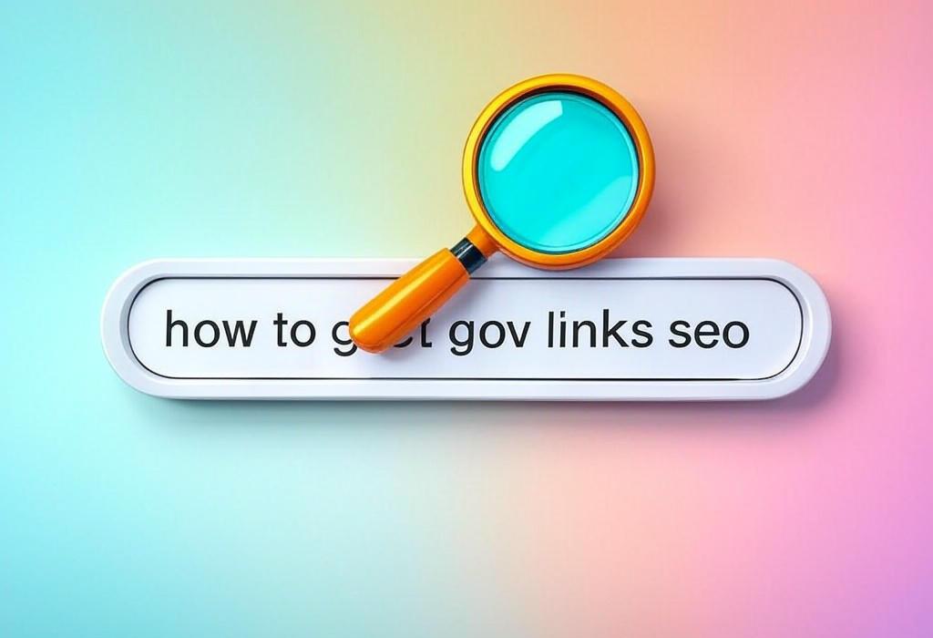 A search bar and a magnifying glass with a vivid gradient background exploring the topic of Discover how to get gov links for SEO with proven tactics that boost your authority and rankings. Unlock these high-trust backlinks other marketers miss and watch your site soar!