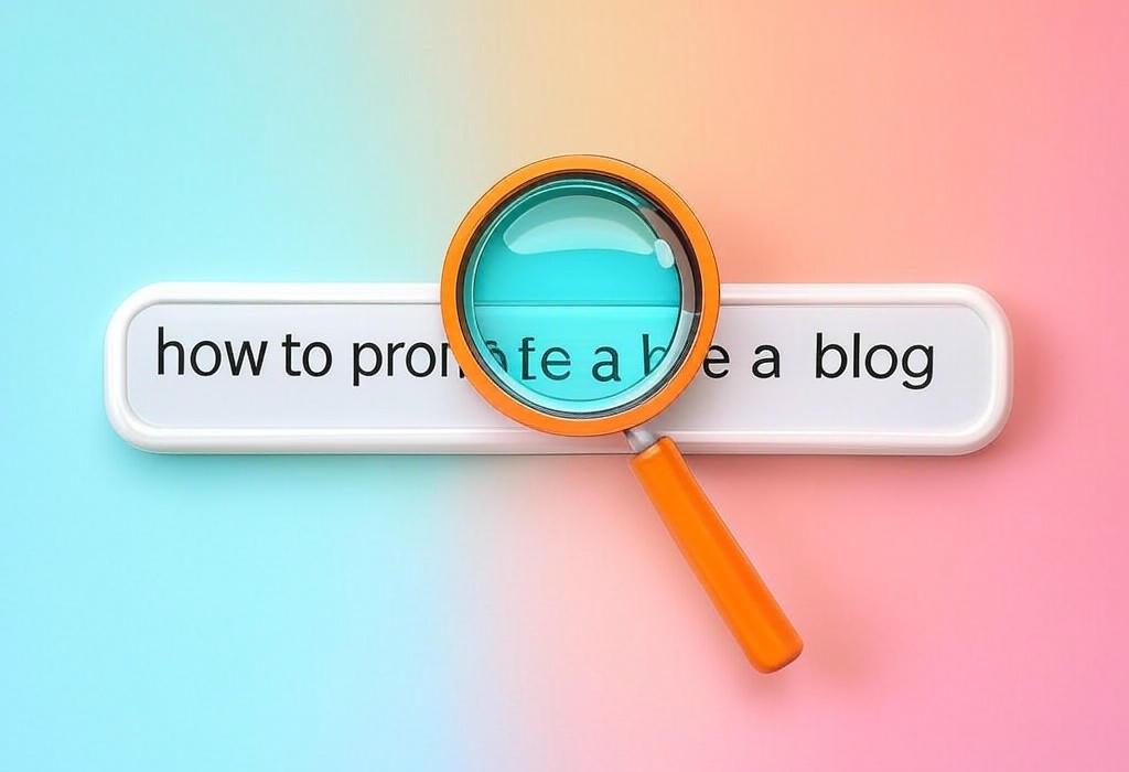 A search bar and a magnifying glass with a vivid gradient background exploring the topic of Discover how to promote a blog effectively with these proven strategies that drive traffic and boost engagement. Unlock your blog's true potential today!