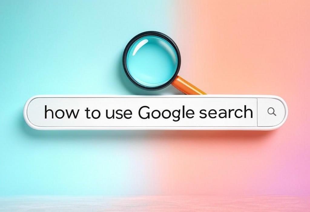 A search bar and a magnifying glass with a vivid gradient background exploring the topic of Discover how to use Google search like a pro! Unlock hidden tricks, find exactly what you need in seconds, and outshine your friends with impressive search skills that 97% of people don't know about.