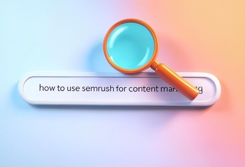 A search bar and a magnifying glass with a vivid gradient background exploring the topic of Learn how to use Semrush for content marketing and transform your strategy with our expert tips. Unlock powerful features to boost engagement and outperform competitors.