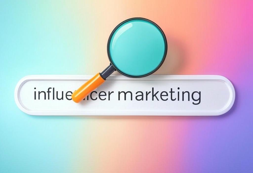 A search bar and a magnifying glass with a vivid gradient background exploring the topic of Influencer marketing: Unlock the secret to skyrocketing your brand with authentic partnerships. Discover proven strategies that turn followers into customers without breaking the bank!