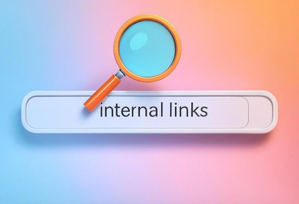 A search bar and a magnifying glass with a vivid gradient background exploring the topic of Internal links are the secret weapon smart site owners use to boost SEO and keep visitors engaged. Learn how to strategically connect your content and watch your rankings climb!