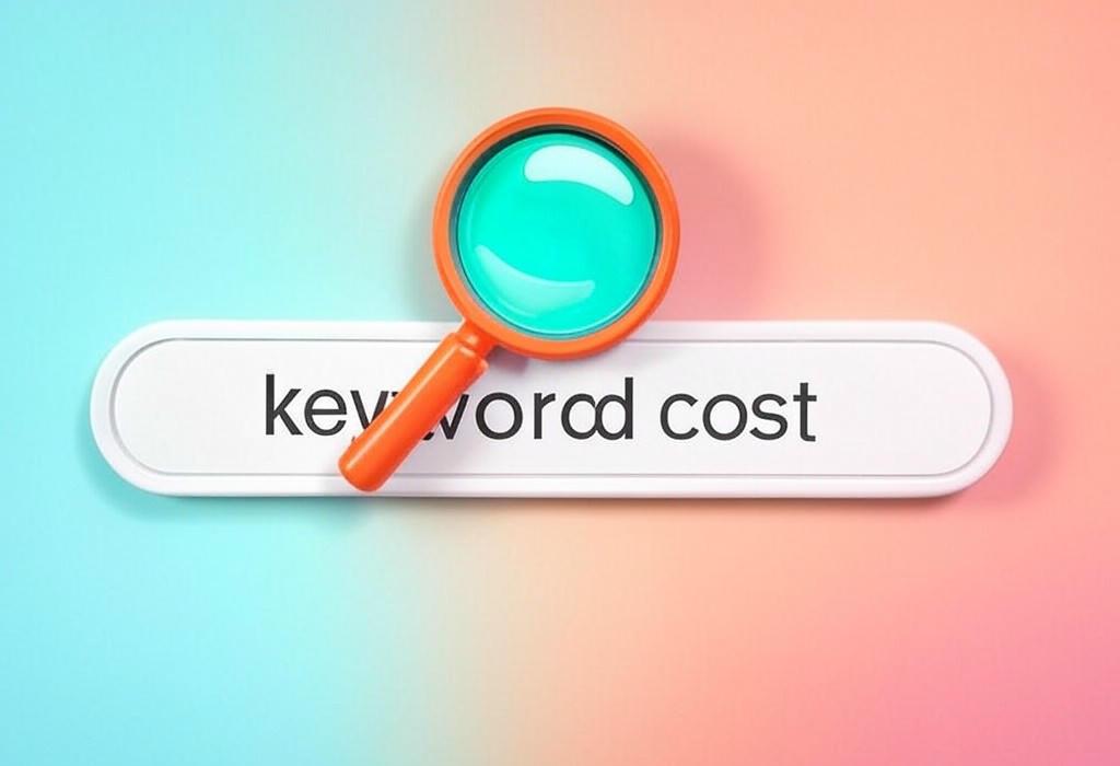 A search bar and a magnifying glass with a vivid gradient background exploring the topic of Keyword cost calculations made simple! Discover how to budget for PPC campaigns without breaking the bank. Get insider tips to lower your bids while maximizing ROI. Click for cost-saving strategies!