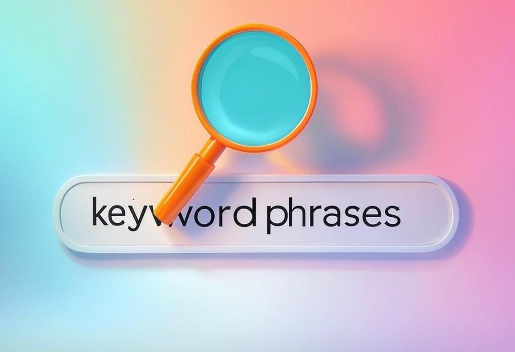 A search bar and a magnifying glass with a vivid gradient background exploring the topic of Keyword phrases unlock doors to online visibility. Discover how to find the perfect words that attract your ideal audience, boost rankings, and turn browsers into buyers. Your search success starts here!