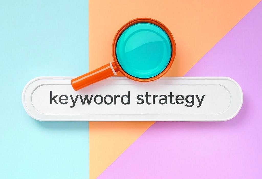 A search bar and a magnifying glass with a vivid gradient background exploring the topic of Keyword strategy unleashed: Discover how to skyrocket your search rankings and crush competitors with our proven tactics. Ready to dominate Google? Click now!