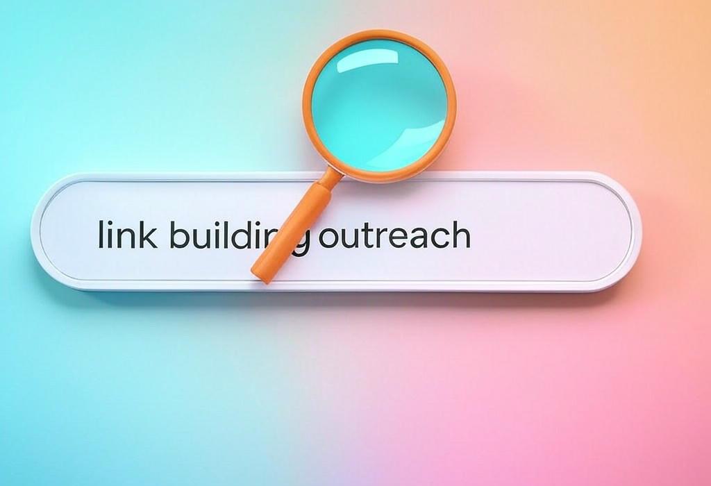 A search bar and a magnifying glass with a vivid gradient background exploring the topic of Link building outreach made simple: Discover proven strategies to boost your website's authority and rankings. Get more backlinks with our expert tips that actually work!
