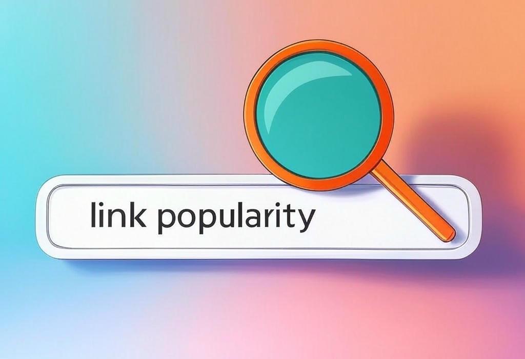 A search bar and a magnifying glass with a vivid gradient background exploring the topic of Link popularity is the secret sauce behind website rankings. Discover how to boost yours and outrank competitors, even if you're new to SEO. Get powerful backlink tactics now!