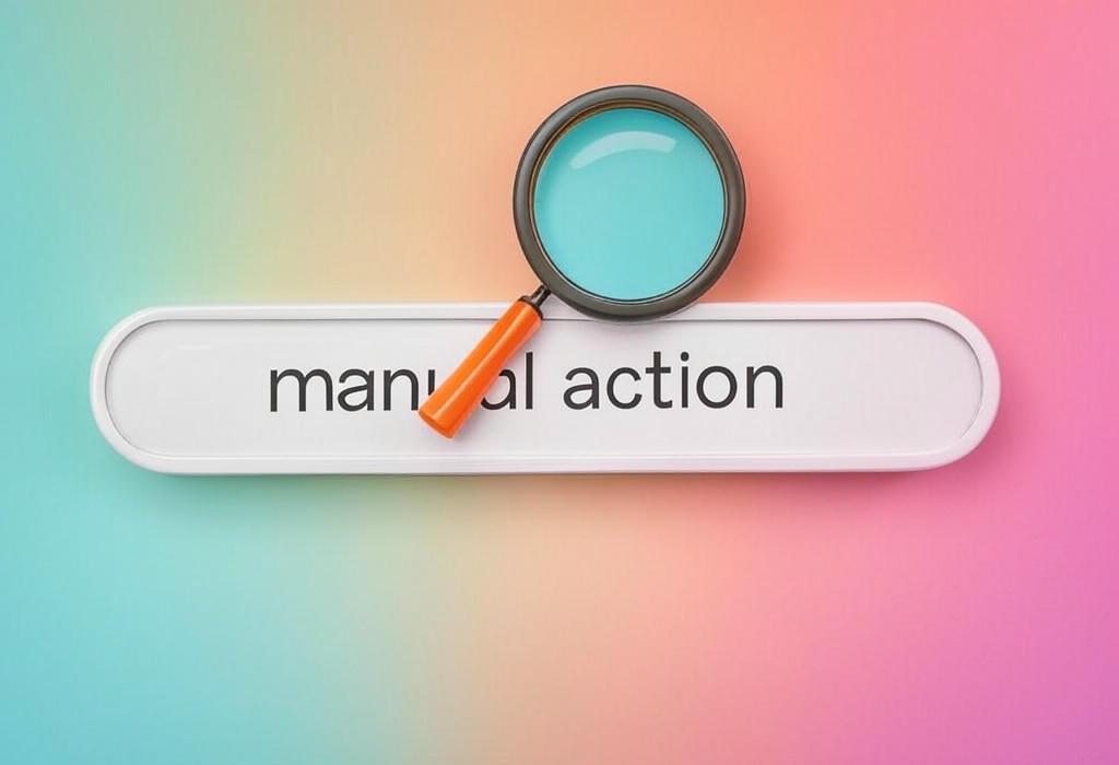 A search bar and a magnifying glass with a vivid gradient background exploring the topic of Manual action penalties can destroy your website's rankings. Learn what they are, how to identify them, and the exact steps to recover your SEO standing quickly!