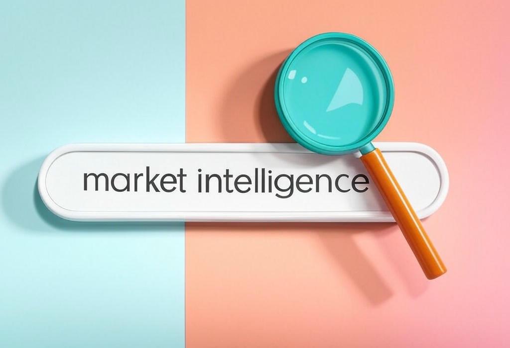 A search bar and a magnifying glass with a vivid gradient background exploring the topic of Market intelligence helps businesses make smarter decisions. Uncover hidden opportunities, outsmart competitors, and boost profits with data-driven insights that transform your strategy.