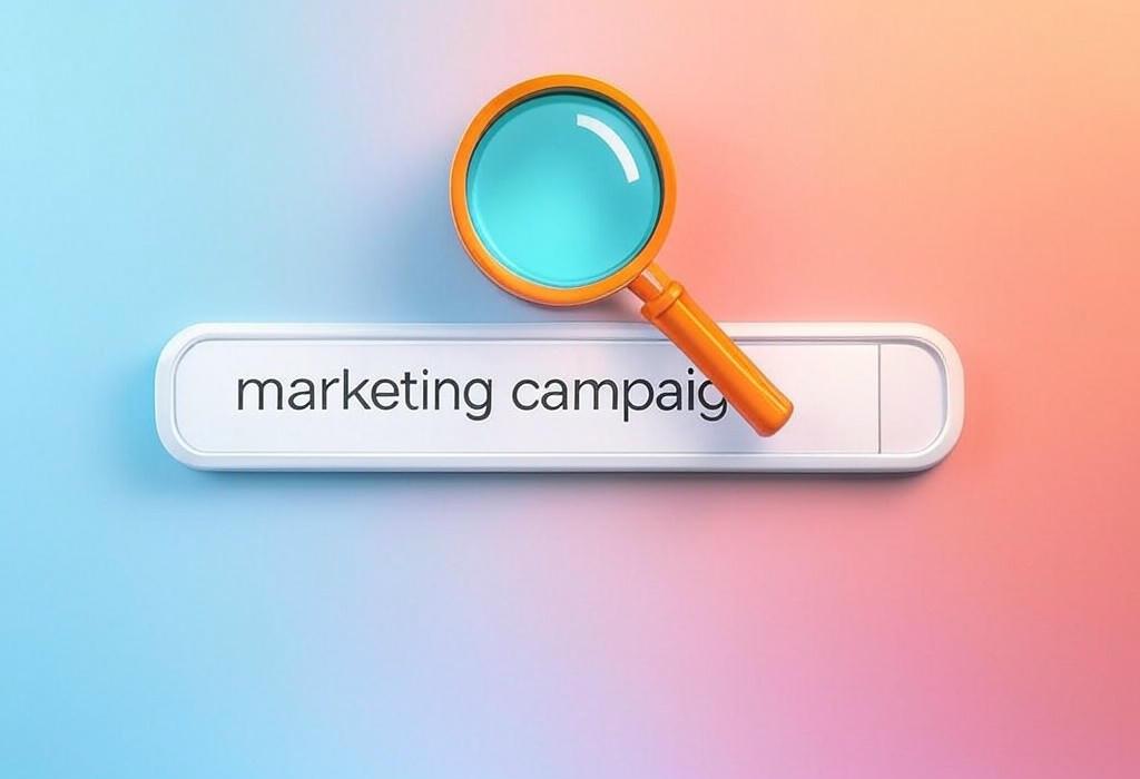 A search bar and a magnifying glass with a vivid gradient background exploring the topic of Marketing campaigns that convert: Learn proven strategies to boost your brand visibility, engage your audience, and drive sales. Unlock the secrets to campaign success now!