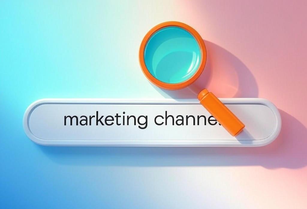 A search bar and a magnifying glass with a vivid gradient background exploring the topic of Marketing channels can make or break your business. Discover the most effective ways to reach your target audience and boost sales with our expert strategies and tips.