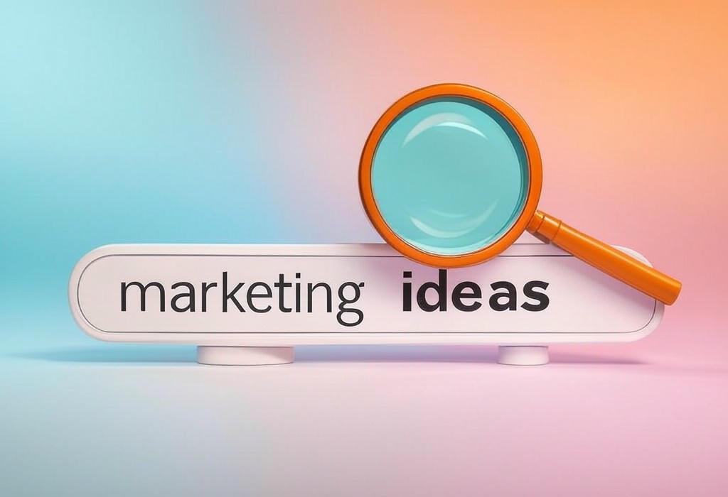 A search bar and a magnifying glass with a vivid gradient background exploring the topic of Discover marketing ideas that skyrocket your brand! Get proven strategies to attract customers, boost engagement, and outshine competitors. Ready to transform your business?