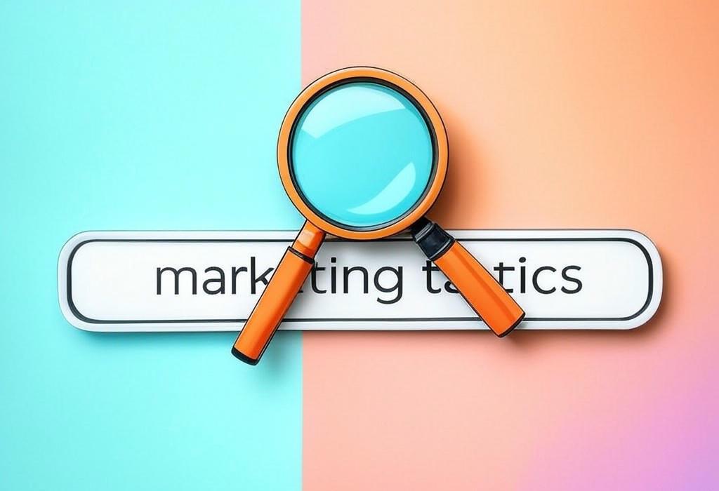 A search bar and a magnifying glass with a vivid gradient background exploring the topic of Marketing tactics that actually work! Discover proven strategies to boost your brand visibility, engage customers, and drive conversions without wasting your precious time or budget.