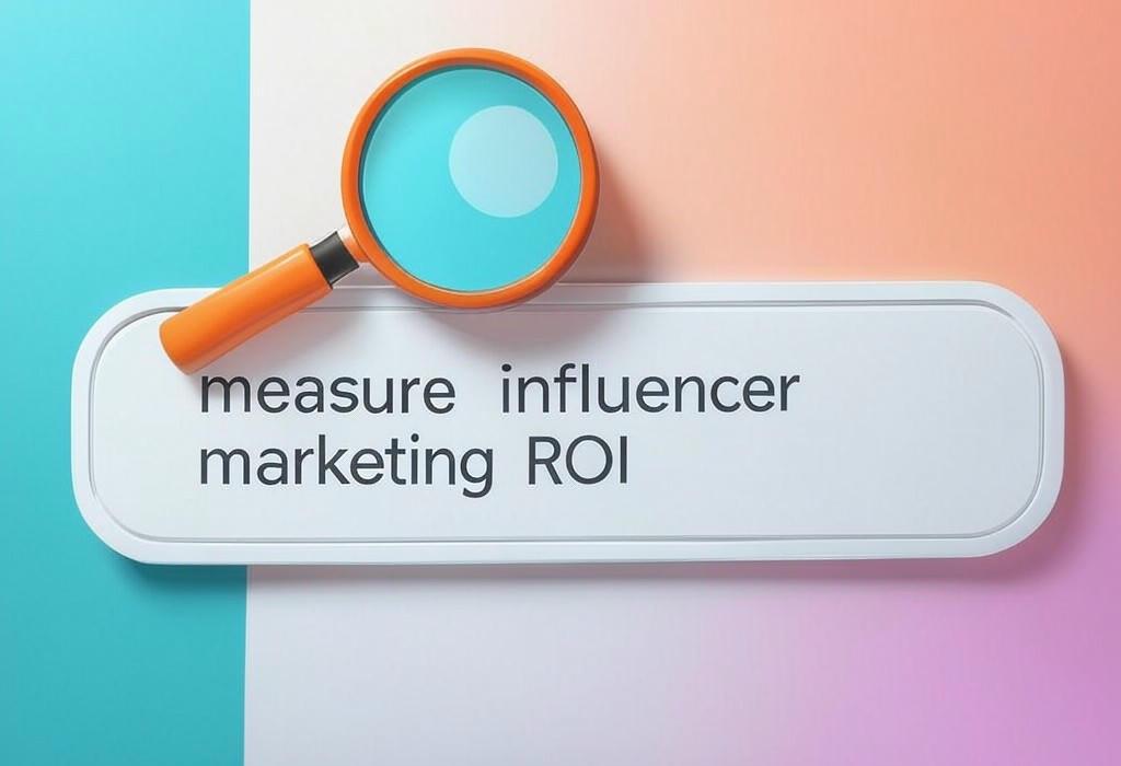 A search bar and a magnifying glass with a vivid gradient background exploring the topic of Measure influencer marketing ROI with our proven formula. Stop guessing if your campaigns work! Discover straightforward metrics that reveal exactly what you're getting for your money.