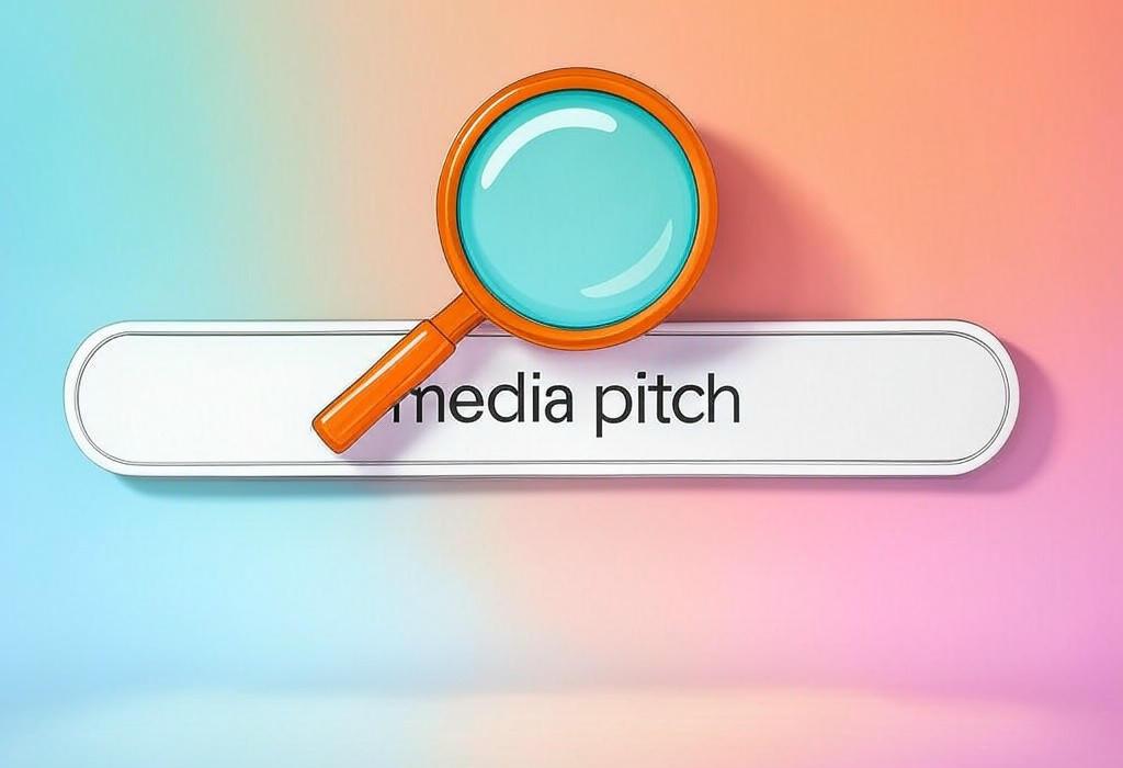 A search bar and a magnifying glass with a vivid gradient background exploring the topic of Need your media pitch to grab attention instantly? Learn proven strategies to craft irresistible pitches that journalists can't ignore and get your story the coverage it deserves.