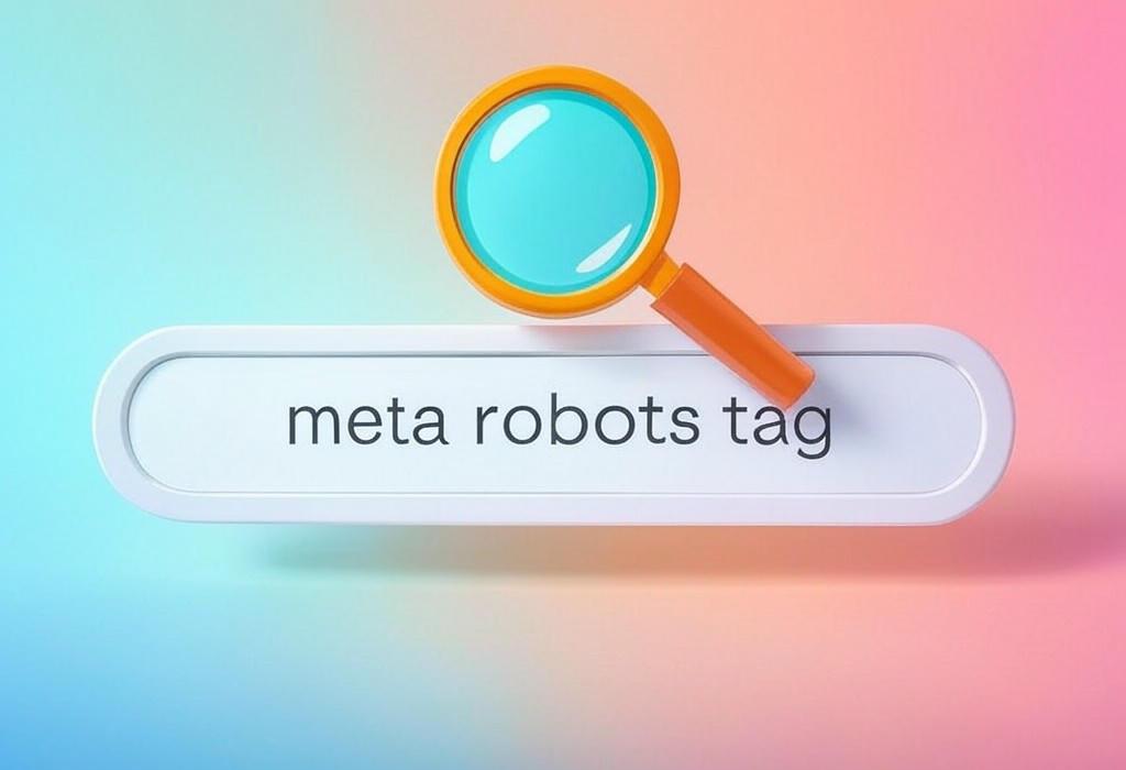 A search bar and a magnifying glass with a vivid gradient background exploring the topic of Meta robots tag controls how search engines interact with your pages. Learn how to use it properly to boost rankings or hide content from search engines. No coding experience required!