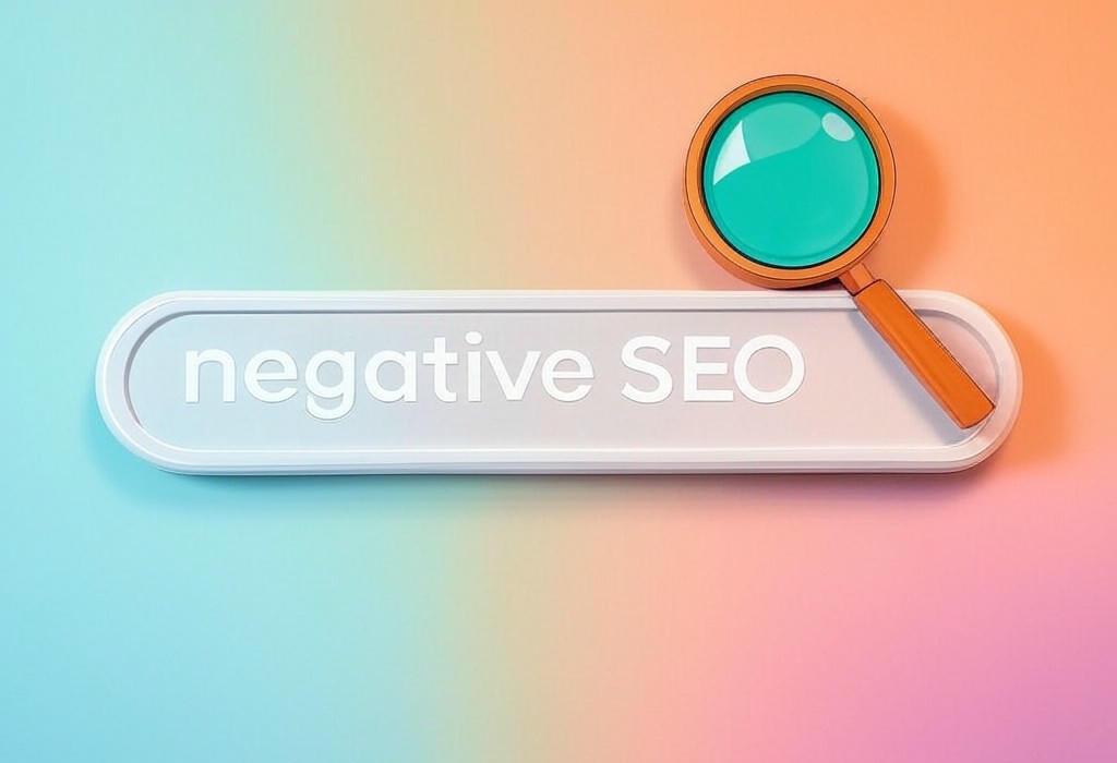 A search bar and a magnifying glass with a vivid gradient background exploring the topic of Negative SEO tactics can sabotage your website rankings. Learn how to identify these dirty tricks and protect your online presence before competitors damage your hard-earned success.