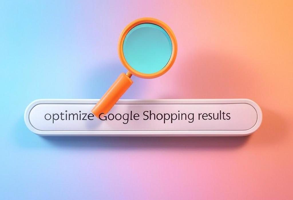 A search bar and a magnifying glass with a vivid gradient background exploring the topic of Optimize Google Shopping results with these proven strategies that boost visibility, increase CTR, and drive more sales. Stop leaving money on the table! Start dominating product search today.