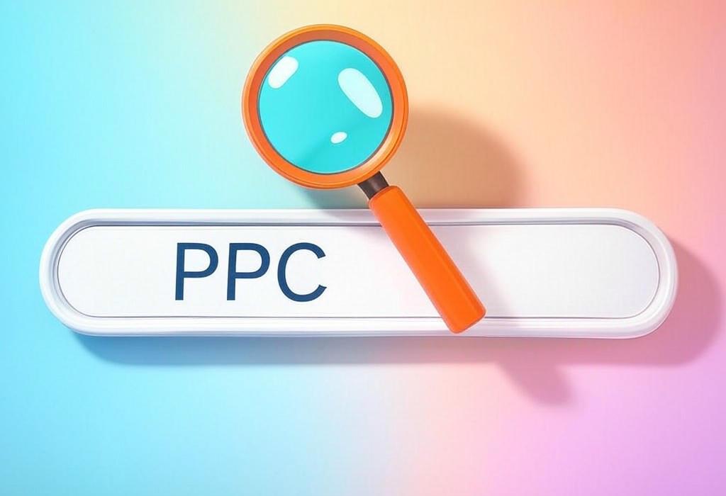 A search bar and a magnifying glass with a vivid gradient background exploring the topic of PPC unlocks instant traffic to boost your business. Learn how to master pay-per-click marketing, slash ad costs, and outrank your competitors with proven strategies. Don't miss out!