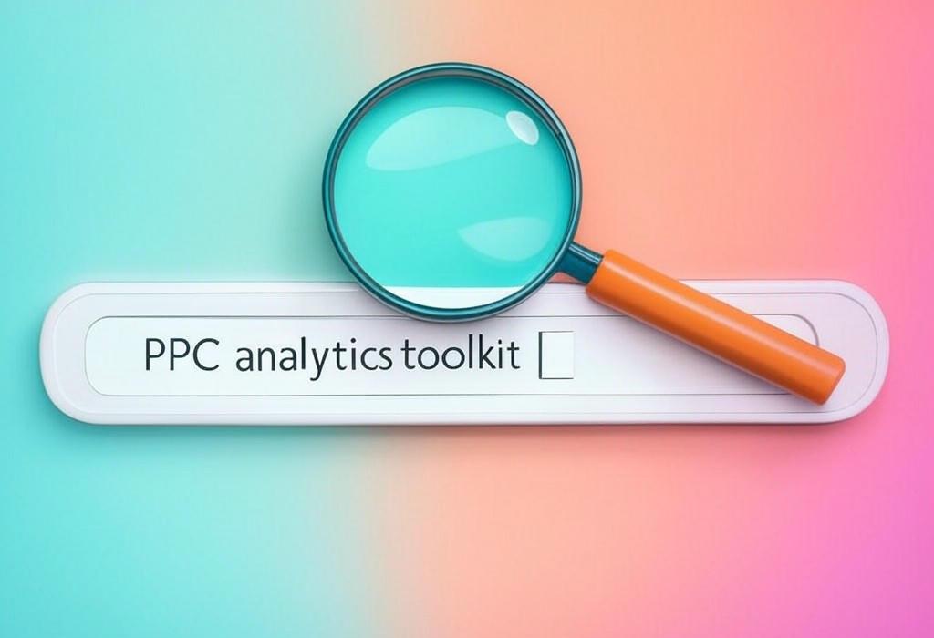 A search bar and a magnifying glass with a vivid gradient background exploring the topic of PPC analytics toolkit: Unlock the secrets to supercharged campaigns with Semrush's free tools. Boost conversions and slash wasted spend with this game-changing resource. Download now!