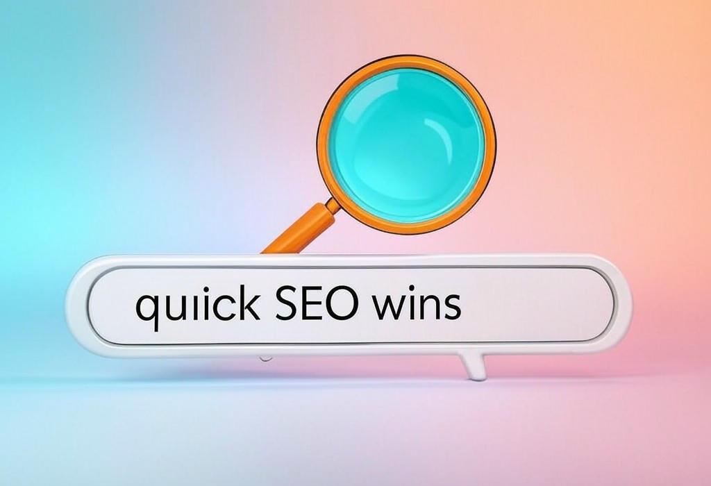 A search bar and a magnifying glass with a vivid gradient background exploring the topic of Discover quick SEO wins that skyrocket your rankings without the headache. These expert tactics take minutes to implement but deliver massive results your competition doesn't know about yet.