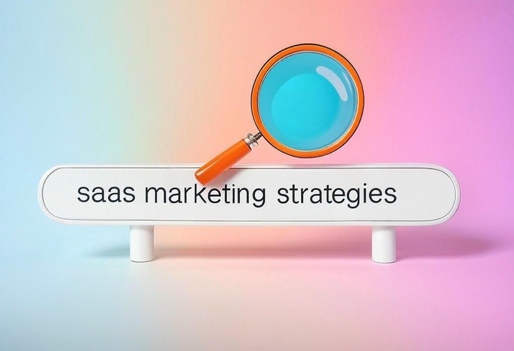 A search bar and a magnifying glass with a vivid gradient background exploring the topic of Boost your growth with proven SaaS marketing strategies that convert prospects into loyal customers. Unlock the secret playbook smart founders use to dominate their niche!