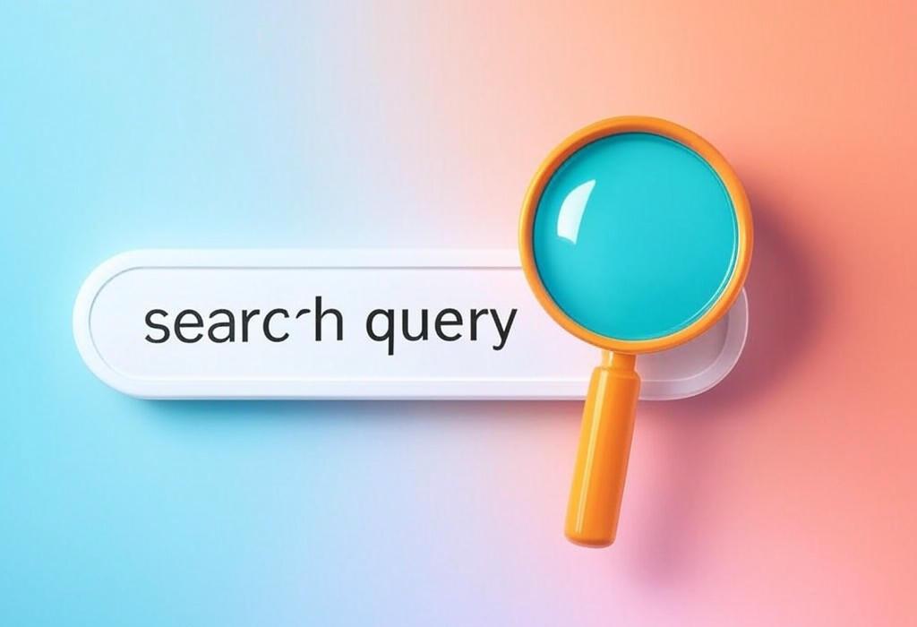 A search bar and a magnifying glass with a vivid gradient background exploring the topic of Search queries unlock the gateway to online discovery. Learn how to master them to drive traffic, boost rankings, and capture exactly what your audience is looking for. Click now!