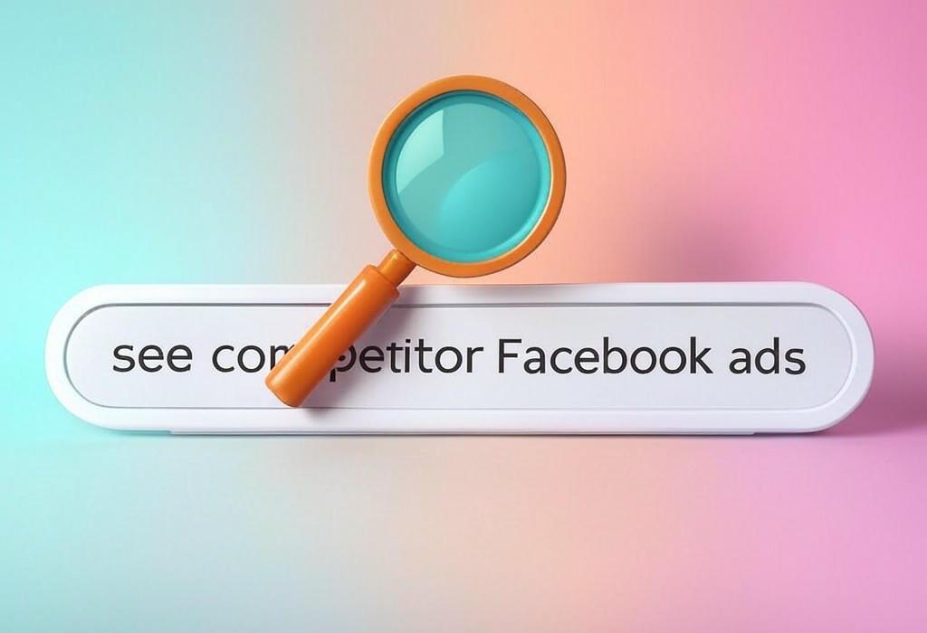 A search bar and a magnifying glass with a vivid gradient background exploring the topic of See competitor Facebook ads with our insider tips. Uncover their strategies, outperform their campaigns, and gain the competitive edge you need to dominate your market.