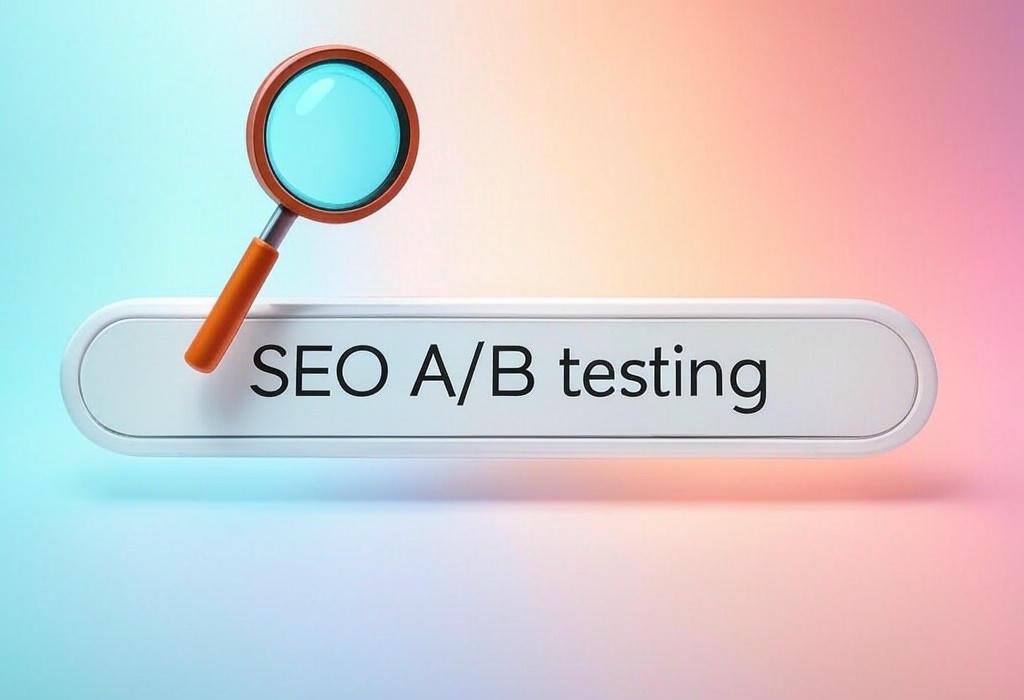 A search bar and a magnifying glass with a vivid gradient background exploring the topic of SEO A/B testing unlocks your website's hidden potential! Discover how to boost rankings and conversions with simple experiments that deliver real results. Stop guessing what works and start knowing.