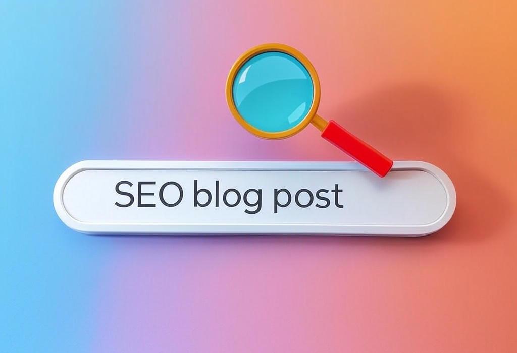 A search bar and a magnifying glass with a vivid gradient background exploring the topic of Unlock the secrets of SEO blog posts that skyrocket your rankings! Discover proven strategies to create content that both search engines and readers will love. Stop struggling with invisible content now!