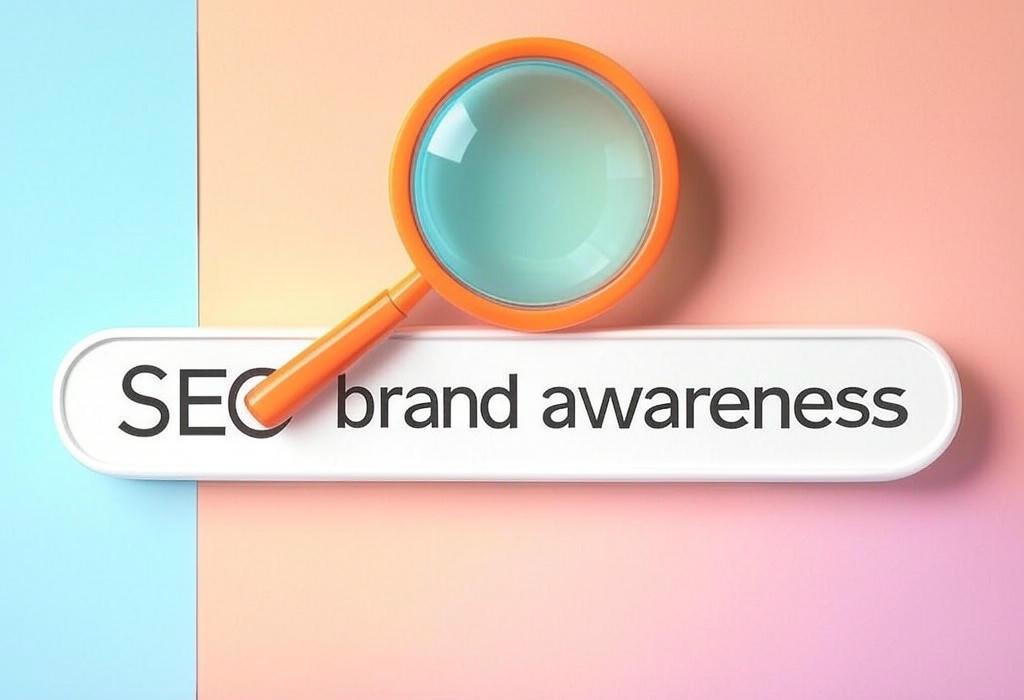 A search bar and a magnifying glass with a vivid gradient background exploring the topic of SEO brand awareness: Unlock the secrets to getting your brand seen online! Discover powerful strategies that boost visibility, establish credibility, and drive more targeted traffic to your website.