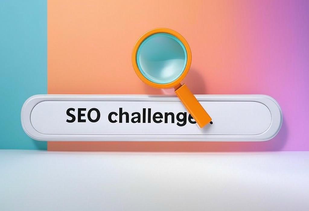 A search bar and a magnifying glass with a vivid gradient background exploring the topic of SEO challenges got you stuck? Discover proven solutions to boost your rankings and outsmart competitors. Ready to transform your traffic woes into wins? Click for expert strategies!