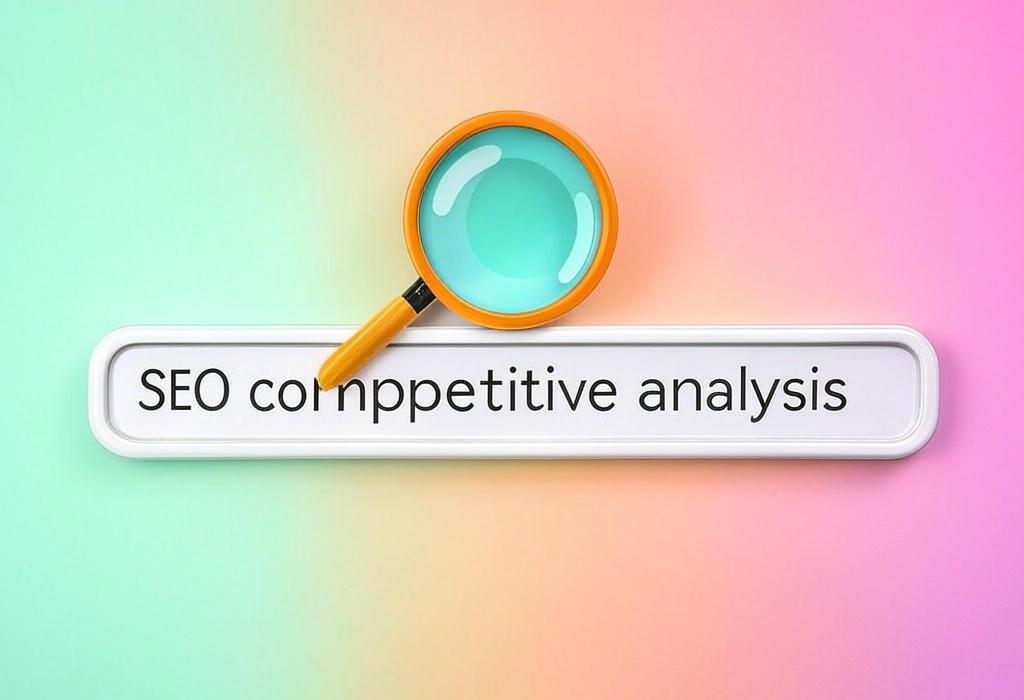 A search bar and a magnifying glass with a vivid gradient background exploring the topic of SEO competitive analysis unlocks your rivals' secrets! Learn how to outrank competitors, discover their winning strategies, and dominate search rankings with our proven blueprint.