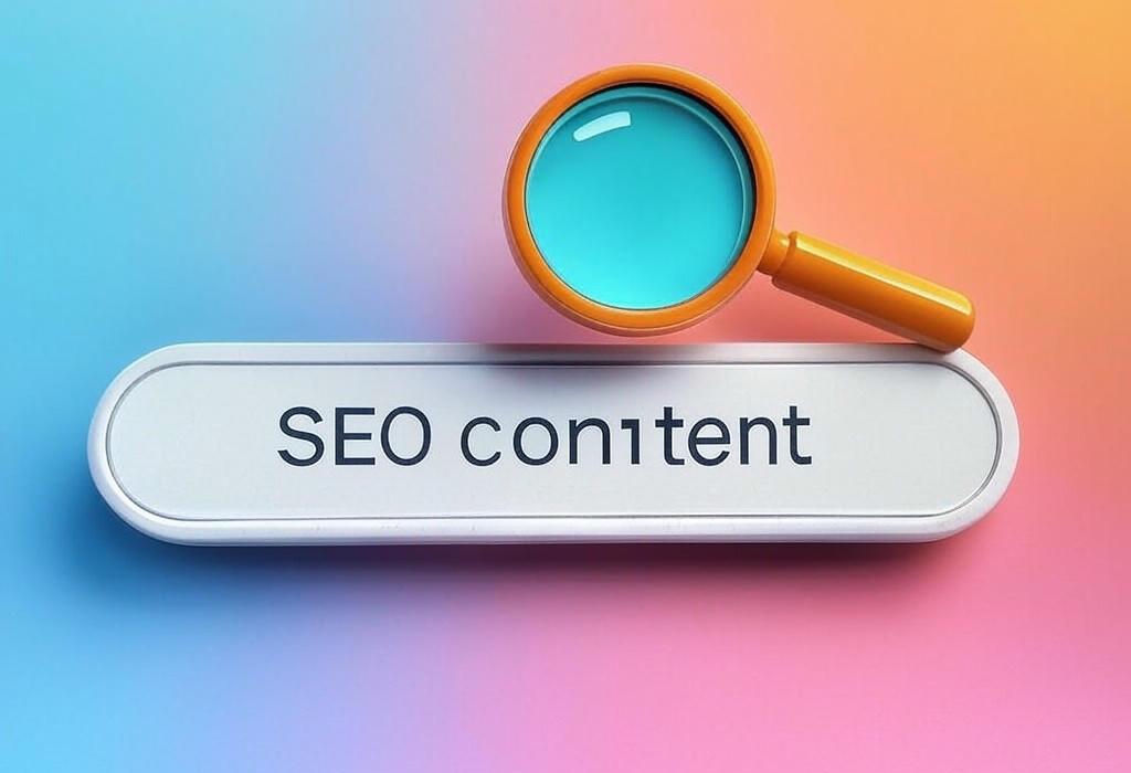 A search bar and a magnifying glass with a vivid gradient background exploring the topic of SEO content is your secret weapon to outrank competitors and win more traffic. Learn actionable strategies that drive real results without the fluff. Ready to dominate search rankings?