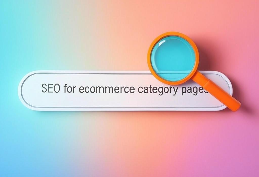 A search bar and a magnifying glass with a vivid gradient background exploring the topic of SEO for ecommerce category pages: Unlock hidden traffic potential with proven strategies that boost visibility and sales. Learn simple tricks to outrank competitors without spending more.