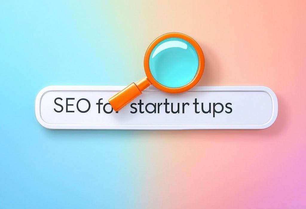 A search bar and a magnifying glass with a vivid gradient background exploring the topic of SEO for startups doesn't have to be complicated! Learn proven tactics to boost your visibility, outrank competitors, and attract more customers without blowing your budget. Start climbing the rankings today.