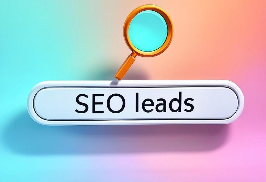 A search bar and a magnifying glass with a vivid gradient background exploring the topic of SEO leads can transform your business! Discover proven strategies to attract, convert, and close high-quality prospects that boost your revenue without breaking the bank. Start generating leads now.