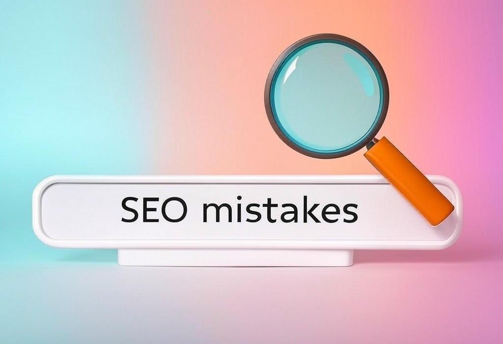 A search bar and a magnifying glass with a vivid gradient background exploring the topic of SEO mistakes can destroy your website rankings! Discover the common blunders even pros make and learn how to fix them fast. Don't let these errors cost you valuable traffic and sales.