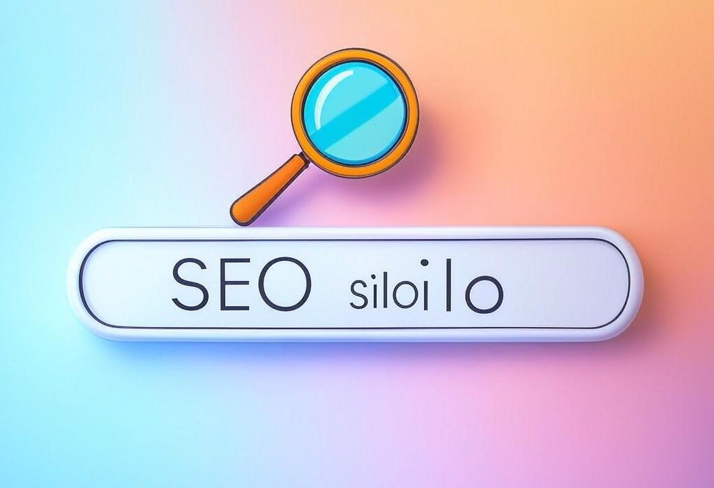 A search bar and a magnifying glass with a vivid gradient background exploring the topic of SEO silo structures organize your content for better rankings and user experience. Discover how this powerful strategy can unlock your website's potential and drive more targeted traffic.