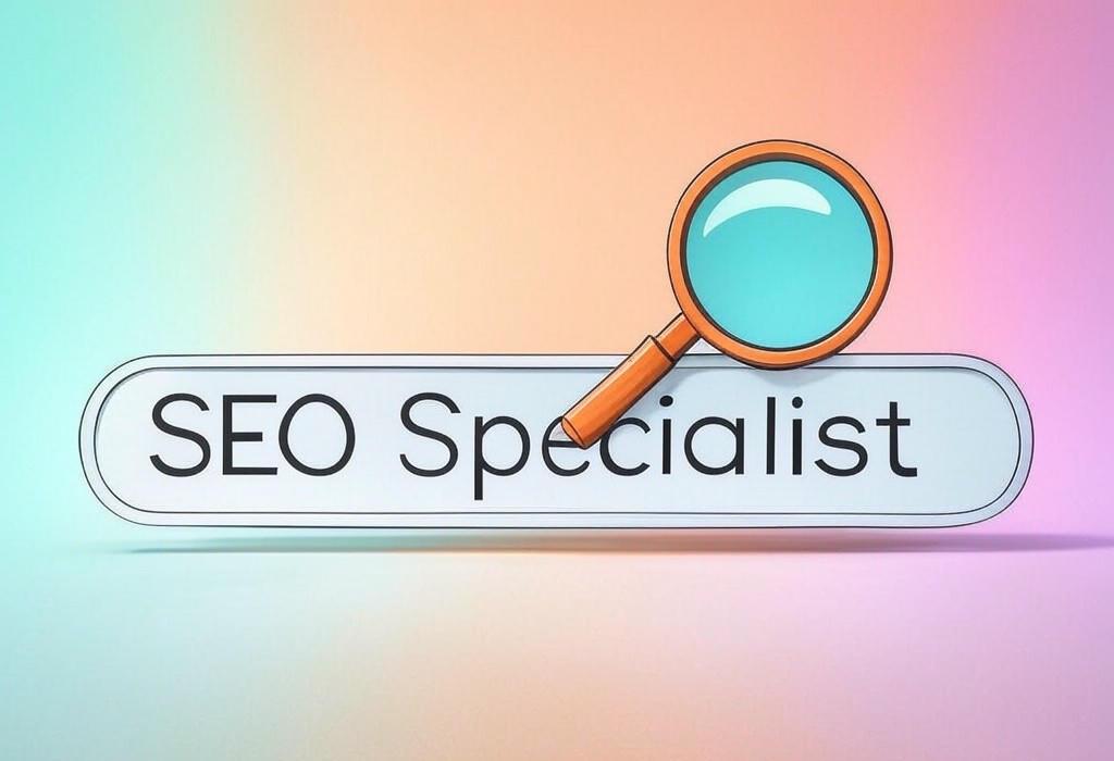 A search bar and a magnifying glass with a vivid gradient background exploring the topic of SEO Specialists unlock digital potential! Discover the secrets to higher rankings, more traffic, and outranking competitors. Ready to transform your online visibility? Click for insider strategies.