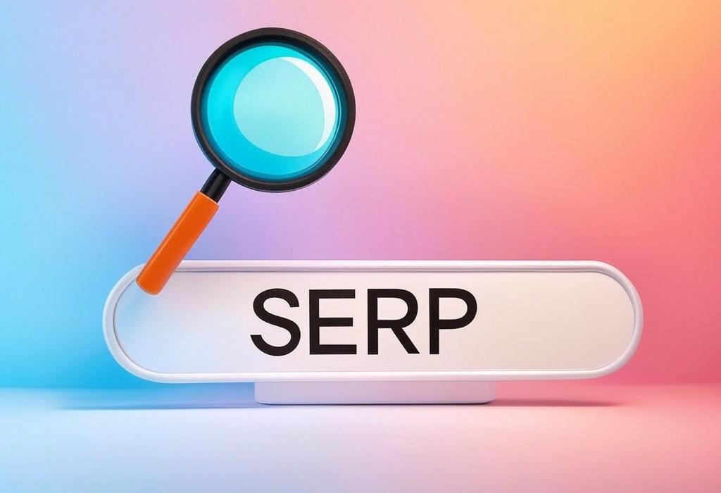 A search bar and a magnifying glass with a vivid gradient background exploring the topic of SERP: Unlock the secrets of search engine results pages! Discover how to outrank competitors, boost visibility, and drive massive traffic with proven tactics that won't cost you a fortune.