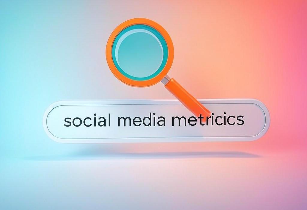 A search bar and a magnifying glass with a vivid gradient background exploring the topic of Social media metrics decoded! Learn which KPIs actually matter for growing your brand. Stop guessing, start measuring what drives real engagement and ROI.