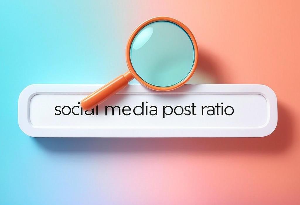 A search bar and a magnifying glass with a vivid gradient background exploring the topic of Discover the perfect social media post ratio to boost engagement and grow your following. Unlock insider secrets for a balanced content mix that keeps followers coming back for more!