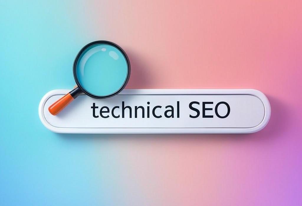 A search bar and a magnifying glass with a vivid gradient background exploring the topic of Technical SEO is the secret weapon that turns your website from invisible to unstoppable. Learn how to boost rankings, fix hidden issues, and make search engines love your site. Don't get left behind!