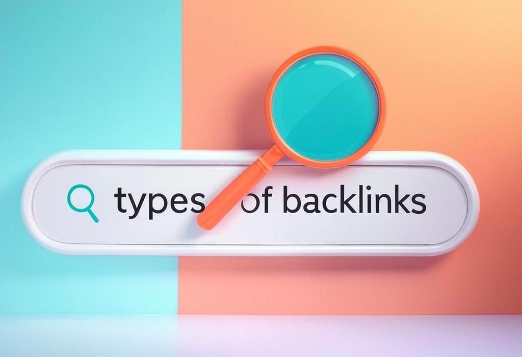A search bar and a magnifying glass with a vivid gradient background exploring the topic of Types of backlinks revealed! Discover which links boost your SEO and which ones harm your site. Learn how to build a powerful backlink profile that crushes the competition.