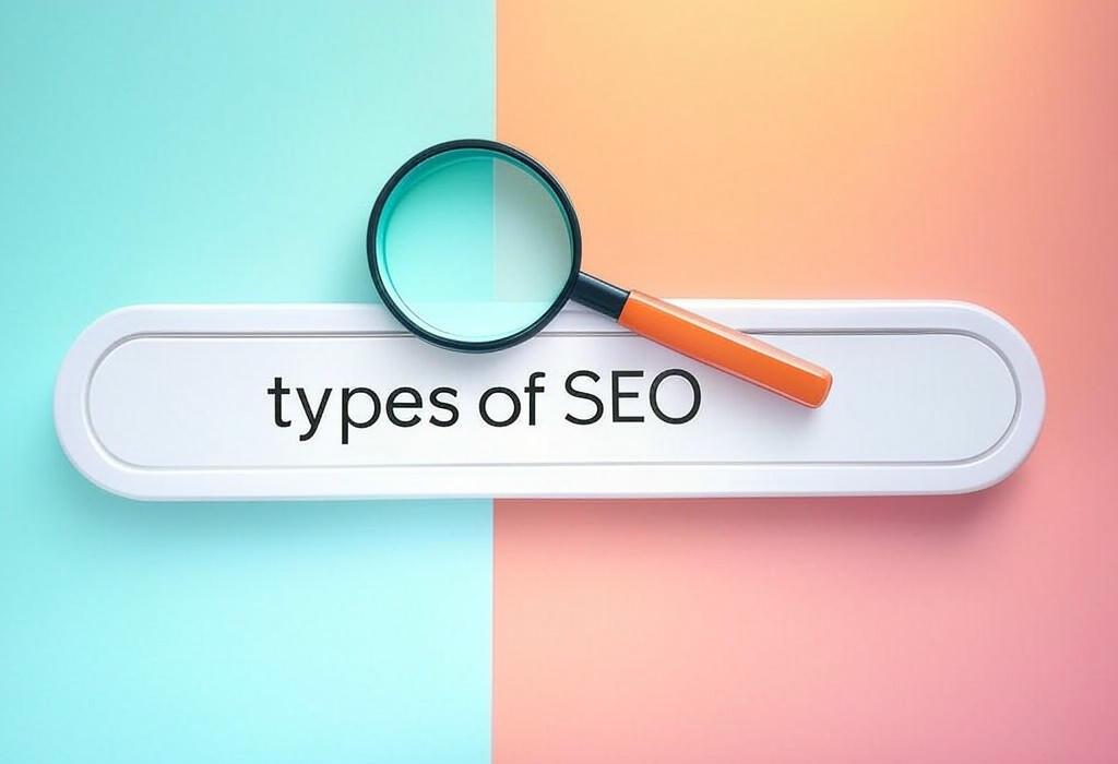 A search bar and a magnifying glass with a vivid gradient background exploring the topic of Types of SEO demystified: Discover the secret strategies experts use to skyrocket rankings! Uncover on-page, technical, and local SEO tactics that will leave your competitors wondering what hit them.