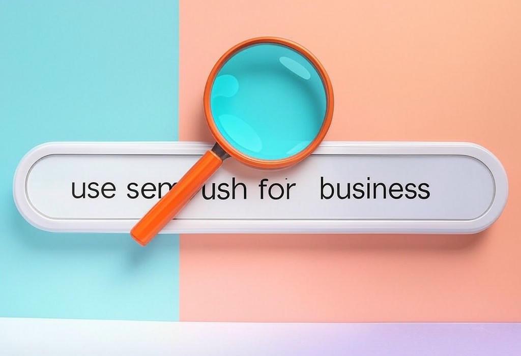 A search bar and a magnifying glass with a vivid gradient background exploring the topic of Use Semrush for business growth and unlock powerful insights your competitors don't want you to know. Dominate search, spy on rivals, and boost traffic without breaking a sweat!