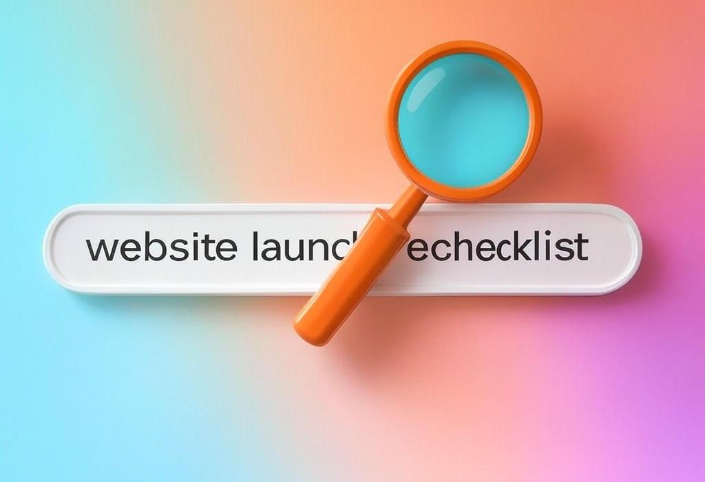 A search bar and a magnifying glass with a vivid gradient background exploring the topic of Our website launch checklist will save you from disastrous go-live mistakes! Get your new site ready with our expert-approved steps for success. Don't hit publish without this guide!