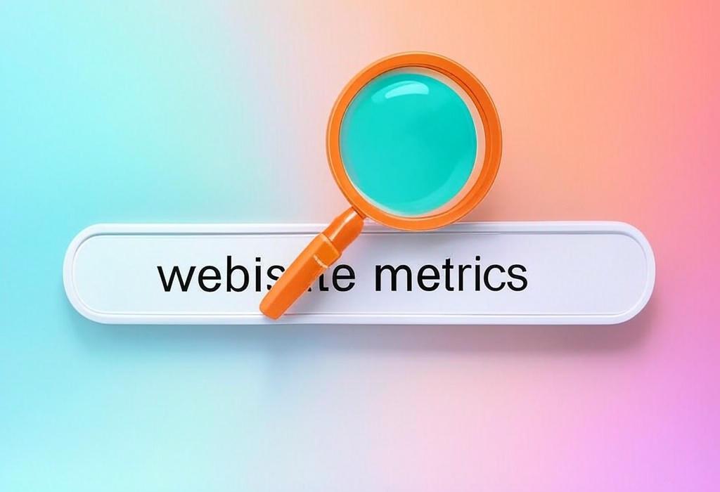 A search bar and a magnifying glass with a vivid gradient background exploring the topic of Website metrics revealed! Discover the key numbers that unlock your site's true potential. Learn which stats actually matter and how to use them to skyrocket your online performance.